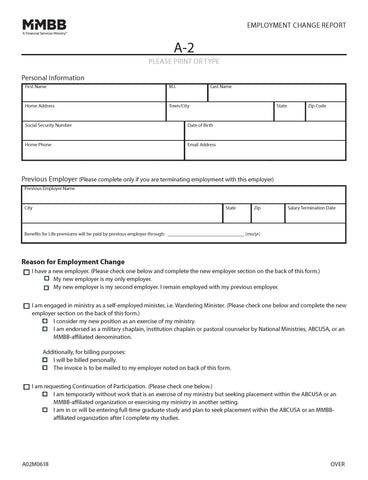 A-2 Employment Change Report (Print on demand)