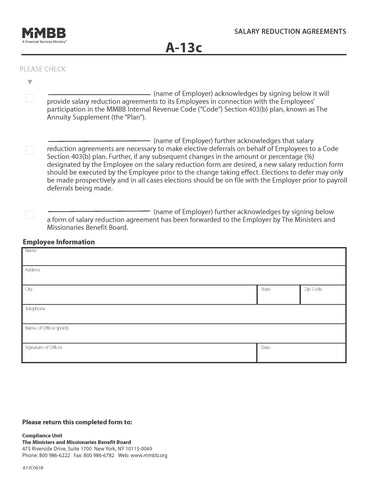 A-13c Salary Reduction Agreements (Print on demand)