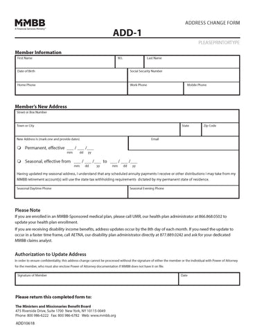 Address Change Form (Print on demand)