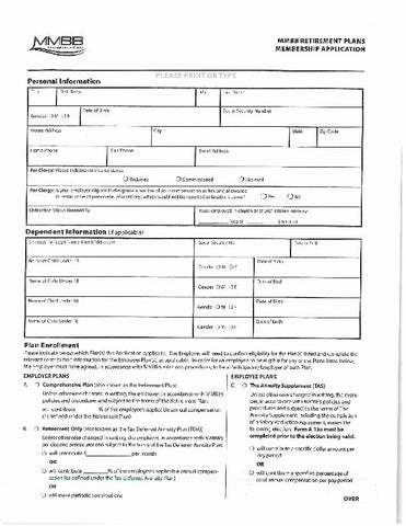 Retirement Plans Membership Application (Print on demand)